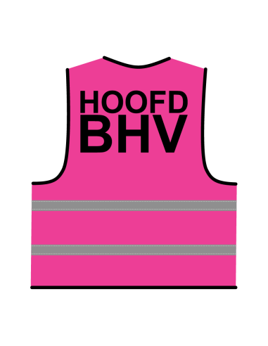 Hoofd BHV hesje roze, met zwarte opdruk