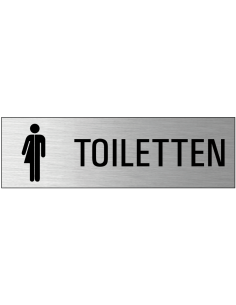 Genderneutrale toiletten deurbordje met zelfklevende strip, grijs zwart, rechthoekig, symbool genderneutraal toilet
