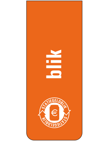 Blik afval bord - kunststof - 160 x 65 mm, oranje wit, tekst blik en symbool blik