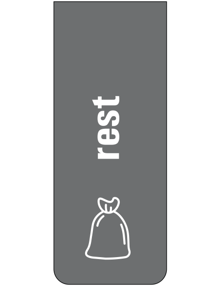 Rest afval bord, grijs wit, tekst rest en symbool prullenbak