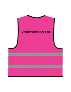 Verkeersregelaar hesje roze, met zwarte opdruk