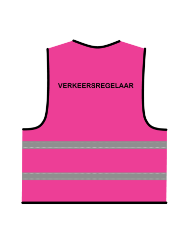 Verkeersregelaar hesje roze, met zwarte opdruk