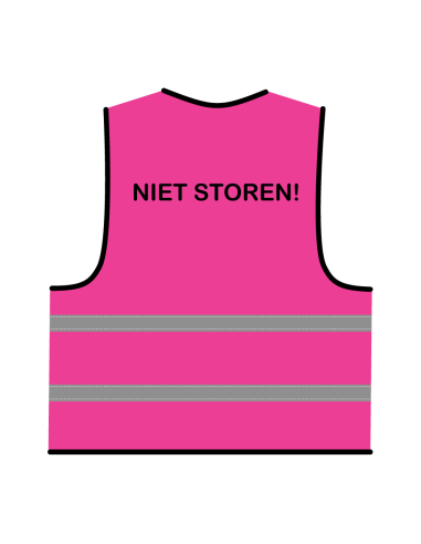 Niet storen hesje roze, met zwarte opdruk