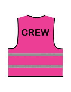 Crew hesje roze, met zwarte opdruk