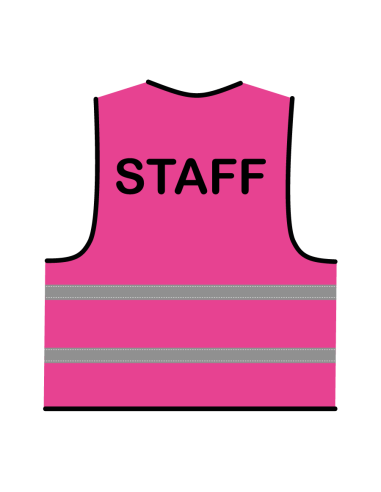 Staff hesje roze, met zwarte opdruk