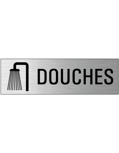 Douches deurbordje met zelfklevende strip, grijs zwart, rechthoekig, symbool douche