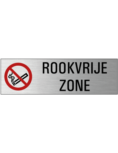 Rookvrije zone deurbordje met zelfklevende strip, grijs zwart rood, rechthoekig, symbool roken verboden