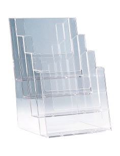 Folderhouder - 4 vakken - glashelder