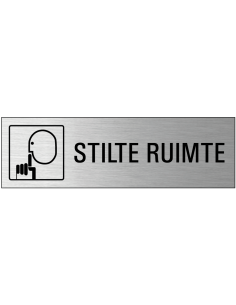 Stilte ruimte deurbordje met zelfklevende strip, grijs zwart , rechthoekig, symbool stilte