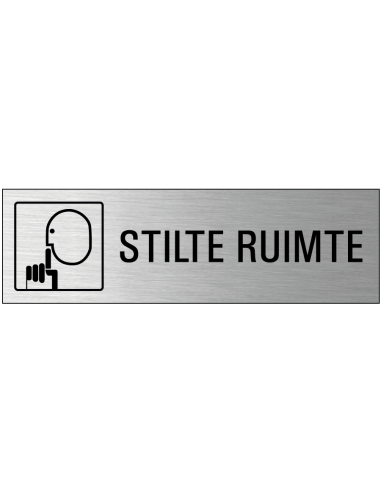 Stilte ruimte deurbordje met zelfklevende strip, grijs zwart , rechthoekig, symbool stilte