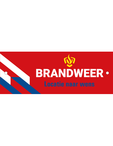 Autobordje brandweer naar wens, kunststof, rood wit blauw, rechthoek