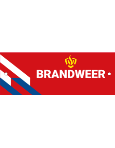 Autobordje brandweer, rood wit blauw, rechthoek, symbool brandweer