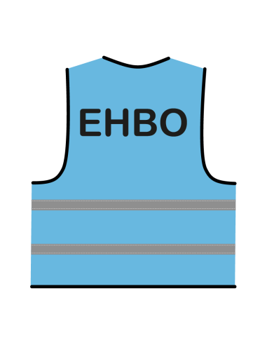 EHBO hesje lichtblauw, met zwarte opdruk