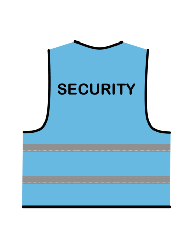 Security hesje lichtblauw, met zwarte opdruk