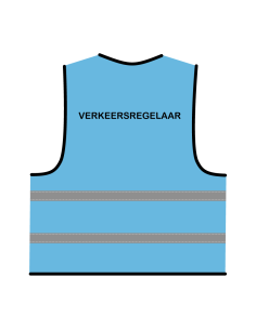 Verkeersregelaar hesje lichtblauw, met zwarte opdruk