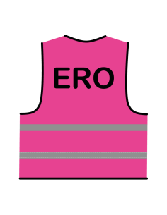 ERO hesje roze, met horizontale reflecterende strepen