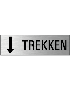 Trekken deurbordje met zelfklevende strip - horizontaal, grijs zwart , rechthoekig, tekst en pictogram