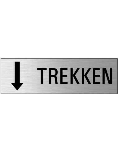 Trekken deurbordje met zelfklevende strip - horizontaal, grijs zwart , rechthoekig, tekst en pictogram