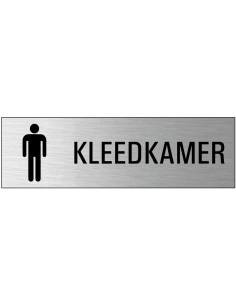 Heren kleedkamer deurbordje met zelfklevende strip, grijs zwart, rechthoekig, tekst en pictogram