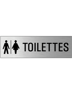 Toilettes deurbordje met zelfklevende strip, grijs zwart, rechthoekig, tekst en pictogram