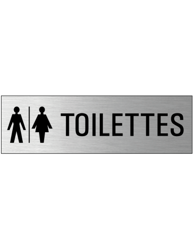 Toilettes deurbordje met zelfklevende strip, grijs zwart, rechthoekig, tekst en pictogram