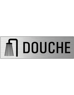 Douche deurbordje met zelfklevende strip, grijs zwart, rechthoekig, tekst en pictogram
