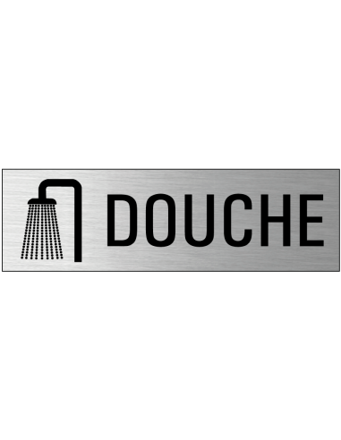 Douche deurbordje met zelfklevende strip, grijs zwart, rechthoekig, tekst en pictogram