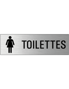 Toilettes dames deurbordje met zelfklevende strip, grijs zwart, rechthoekig, tekst en pictogram