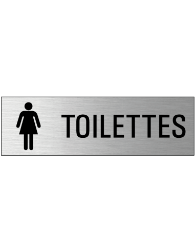 Toilettes dames deurbordje met zelfklevende strip, grijs zwart, rechthoekig, tekst en pictogram