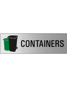 Containers deurbordje met zelfklevende strip, grijs zwart groen, rechthoekig, tekst en pictogram