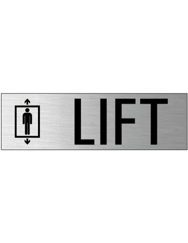 Lift deurbordje met zelfklevende strip, grijs zwart, rechthoekig, tekst en pictogram