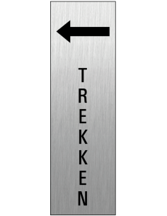 Trekken deurbordje met zelfklevende strip - verticaal, grijs zwart , rechthoekig, tekst en pictogram