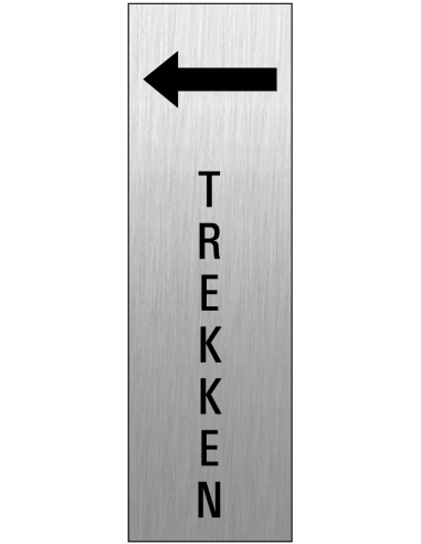 Trekken deurbordje met zelfklevende strip - verticaal, grijs zwart , rechthoekig, tekst en pictogram