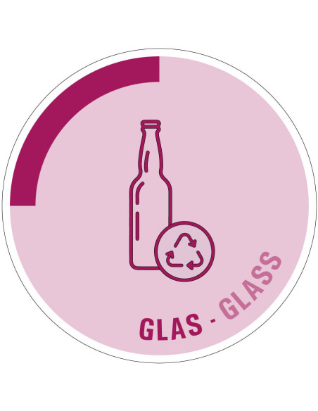 Glas bord, tweetalig, rood, rond, tekst glas glass, symbool fles
