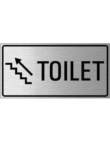 Toilet trap omhoog bord links, geborsteld aluminium, trap met pijl, rechthoek, Nederlandse tekst
