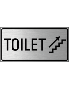 Toilet trap omhoog bord rechts, geborsteld aluminium, trap met pijl, rechthoek, Nederlandse tekst