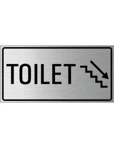 Toilet trap omlaag bord rechts, geborsteld aluminium, trap met pijl, rechthoek, Nederlandse tekst