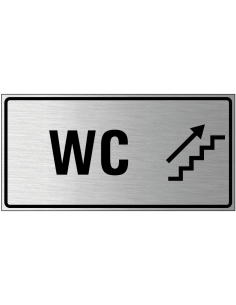 Wc trap omhoog bord rechts, geborsteld aluminium, trap met pijl, rechthoek, Nederlandse tekst