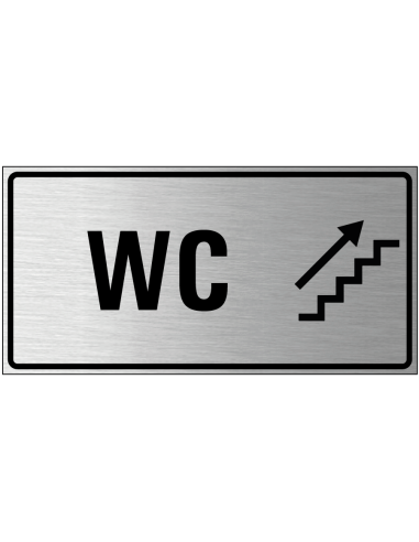 Wc trap omhoog bord rechts, geborsteld aluminium, trap met pijl, rechthoek, Nederlandse tekst