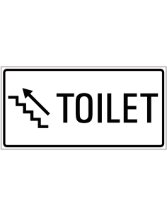 Toilet trap omhoog sticker links, zwart wit, rechthoekig, trap met pijl