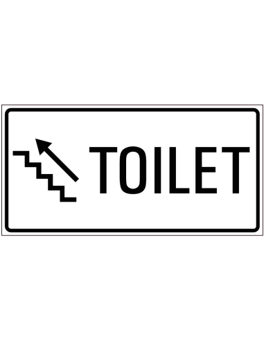 Toilet trap omhoog sticker links, zwart wit, rechthoekig, trap met pijl