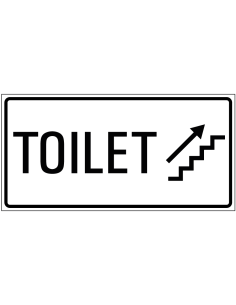 Toilet trap omhoog sticker rechts, zwart wit, rechthoekig, trap met pijl