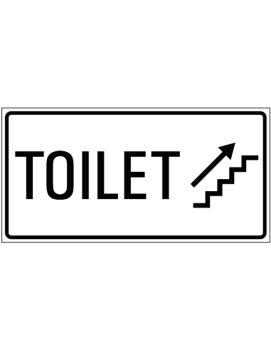 Toilet trap omhoog sticker rechts, zwart wit, rechthoekig, trap met pijl