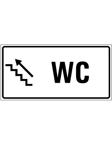 Wc trap omhoog sticker links, zwart wit, rechthoekig, trap met pijl