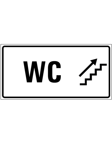 Wc trap omhoog sticker rechts, zwart wit, rechthoekig, trap met pijl