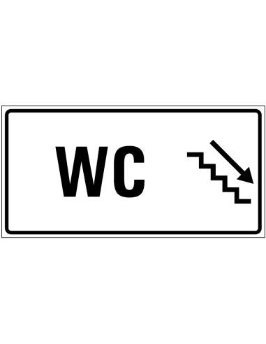 Wc trap omlaag sticker rechts, zwart wit, rechthoekig, trap met pijl