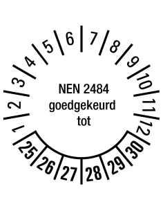 NEN 2484 goedgekeurd tot sticker 25-30 op vel
