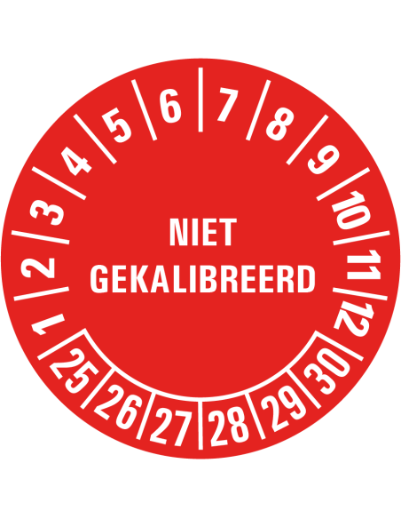 Niet gekalibreerd keuringssticker 25-30 - rood - 25 meter op rol