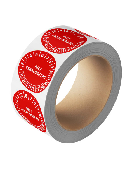 Niet gekalibreerd keuringssticker 25-30 - rood - 25 meter op rol