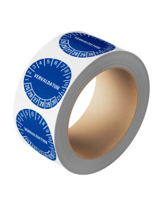 Vervaldatum keuringssticker 25-30 - 25 meter op rol - blauw
